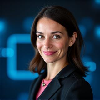 Portrait of Dr. Evelyn Reed, CTO of Stratos Gaming Solutions.