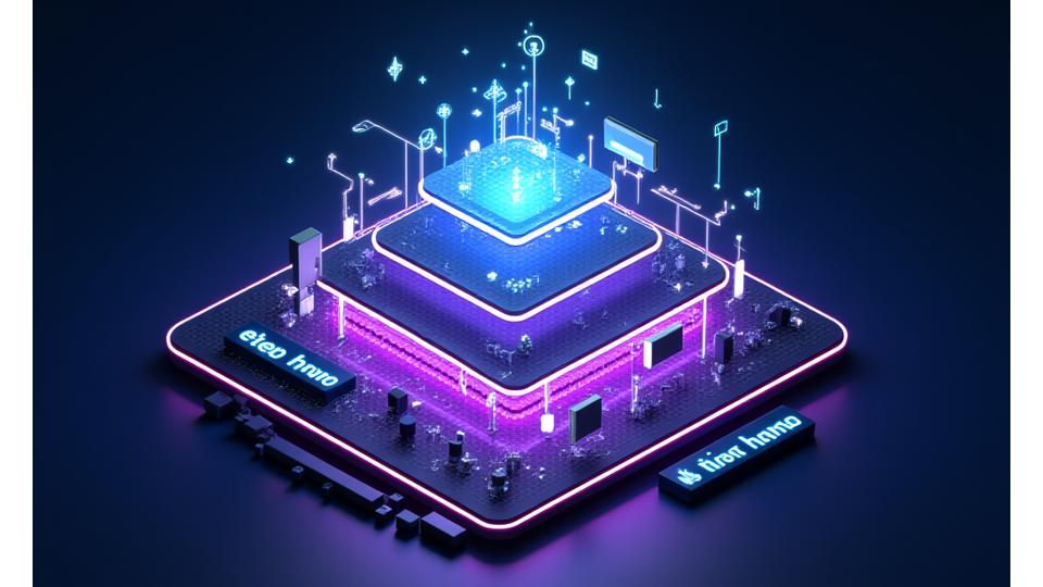 Diagram illustrating Stratos Gaming's core technology stack, including compute, storage, and network layers.